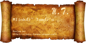 Mlinkó Tamás névjegykártya